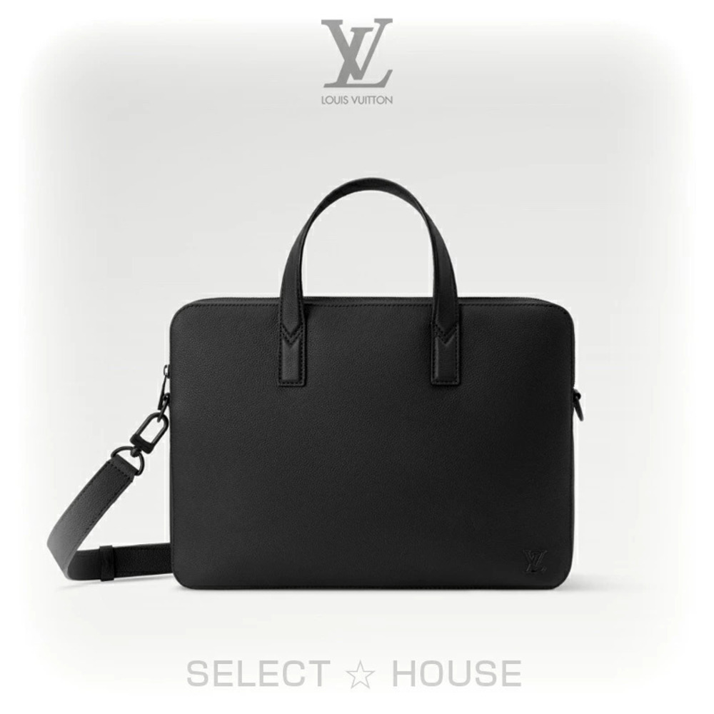 Louis Vuitton Gate Briefcase LV Aerogram leather Black